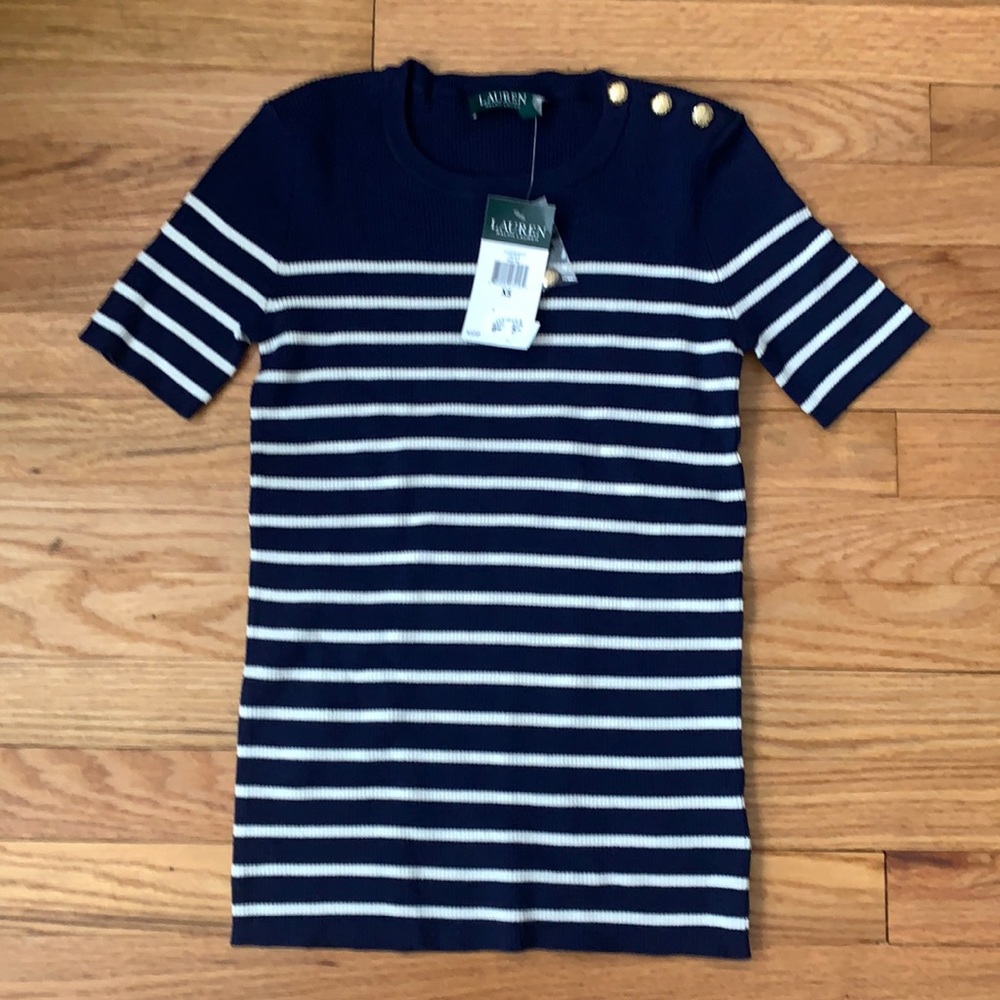 Ralph Lauren striped shirt Navy and White